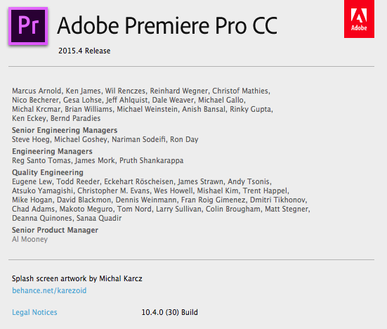 Adobe Premiere Pro Version 10.9.5